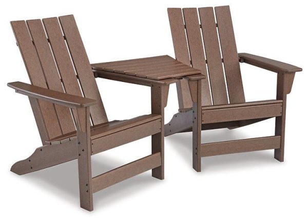 Emmeline 2 Adirondack Chairs with Tete-A-Tete Table Connector Cheap