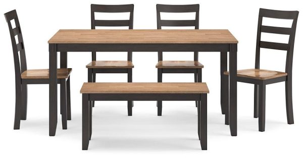 Gesthaven Dining Table with 4 Chairs and Bench (Set of 6) For Cheap