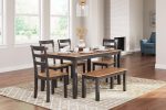 Gesthaven Dining Table with 4 Chairs and Bench (Set of 6) For Cheap