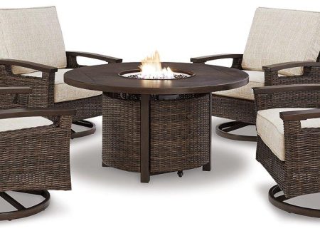 Paradise Trail Paradise Trail Fire Pit Table with 4 Nuvella Swivel Lounge Chairs For Discount