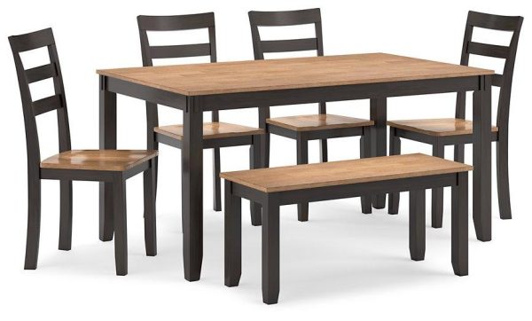 Gesthaven Dining Table with 4 Chairs and Bench (Set of 6) For Cheap