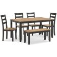 Gesthaven Dining Table with 4 Chairs and Bench (Set of 6) For Cheap